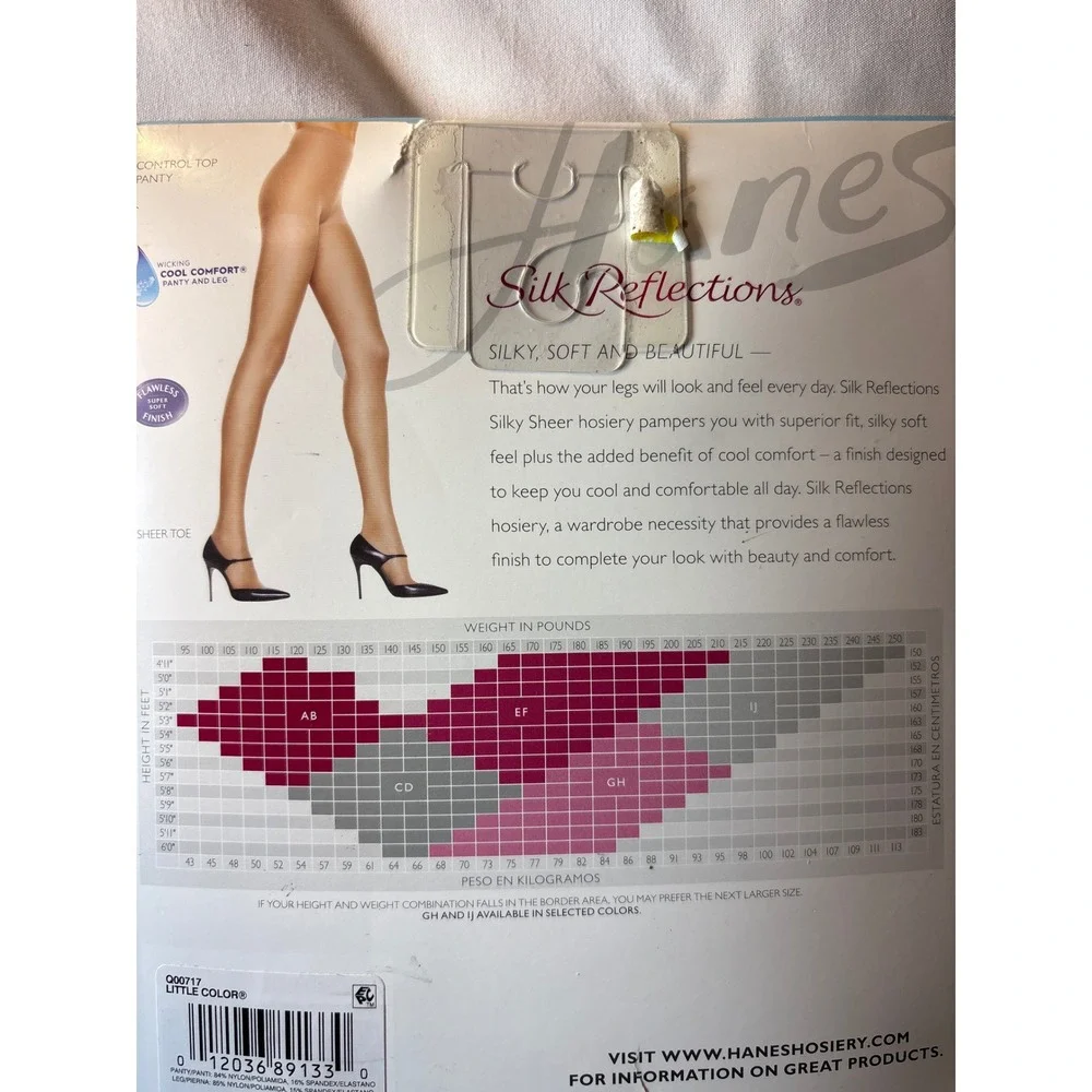 Hanes Silk Reflections Silky Sheer Control Top Pantyhose 2pk GH Little Color 717
